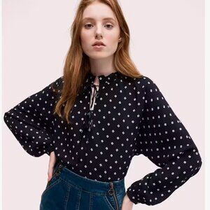 Kate Spade Mini Flora Tie-Neck Blouse